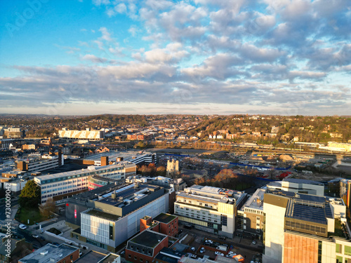 High Angle View of Downtown Buildings at Central Luton City of England UK. December 1st, 2023