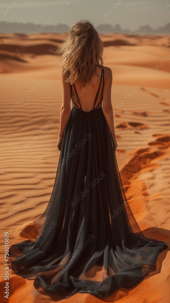 woman in long dress in desert,ai