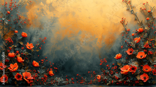 background with poppies. Generative Ai.