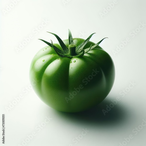 green tomato on a white
