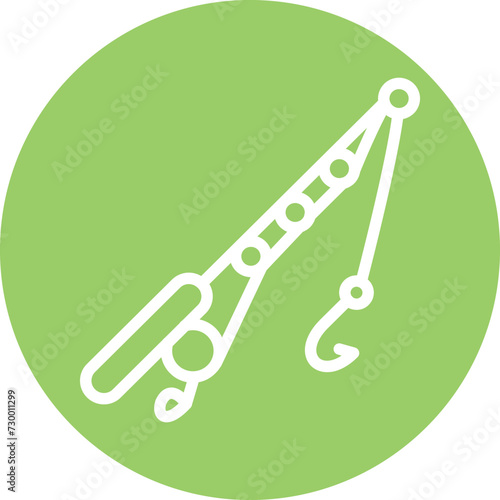Fishing Line and Hook Icon Style