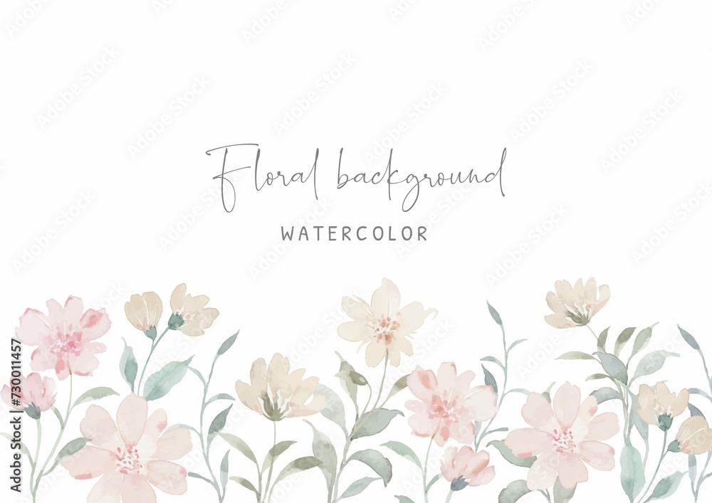 Soft Wildflower Border Background With Watercolor