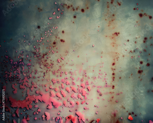 Textured metal surface with pink spots of paint © ROKA Creative