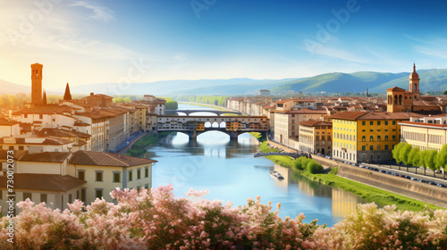Sunny spring cityscape of Florence photo