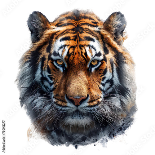 Abstract tiger head isolated on white