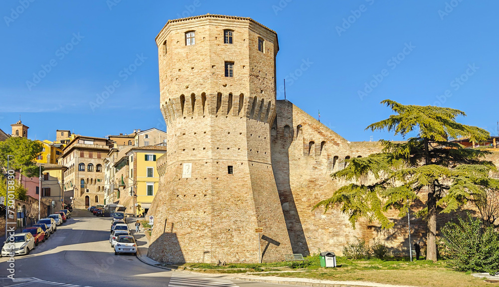 Jesi, Italy - one of the most tipycal villages of Marche region, Jesi displays an impressive defensive wall surrounding the city, one of the best preserved in Italy 