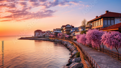 Sunrise on Old Town in Nessebar.