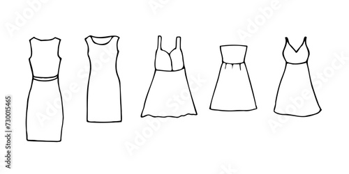 Doodle clothes set. Fashion, clothing store, items for window dressing. Men's and women's clothing.