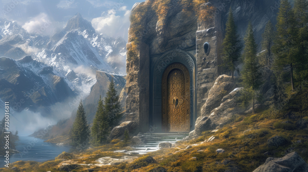 Enigmatic Portal in Mountainous Terrain