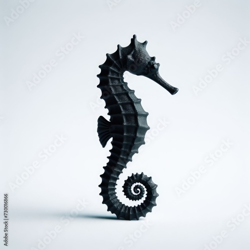 black seahorse  on white 