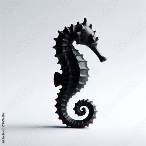 black seahorse  on white 