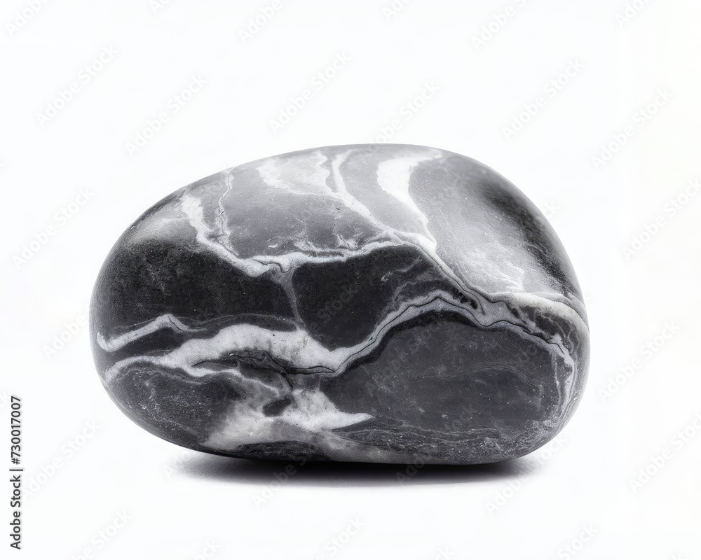 Gray black one marble stone. Isolated on a white background Gray black one marble stone. Isolated on a white background