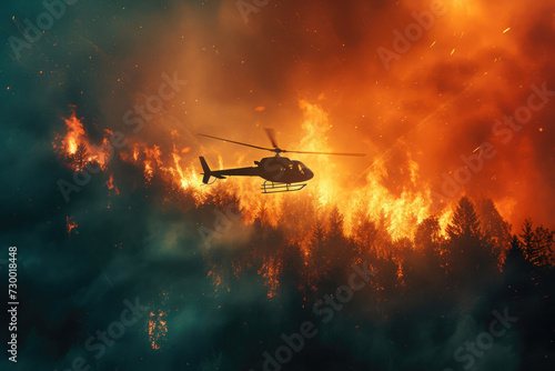 Sky Guardian: Helicopter Igniting the Forest Inferno