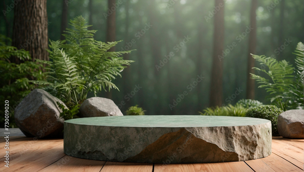 A natural forest green backdrop sets the stage for displaying products ...