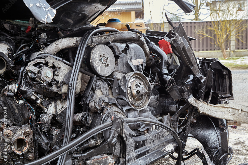 Сar body after accident on a road Сar body after accident on a road