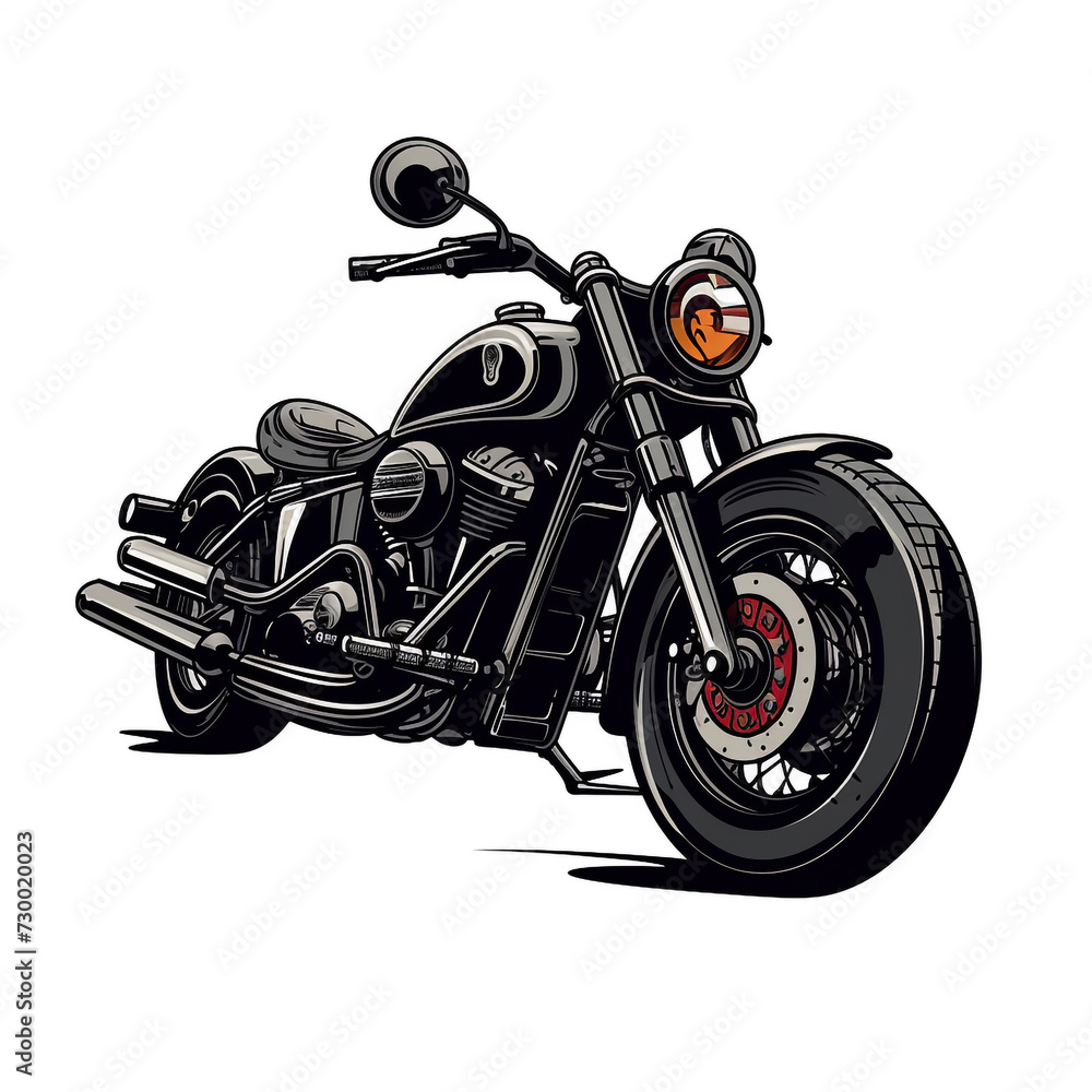 Black Motorcycle on a White Background, Black Sports Bike, Close-Up Photo of a Black Superbike, Generative AI. Black Motorcycle on a White Background, Black Sports Bike, Close-Up Photo of a Black Superbike, Generative AI.
