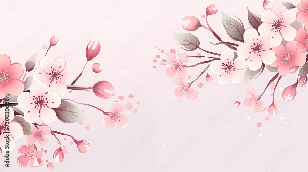 Floral watercolor illustration on pink background
