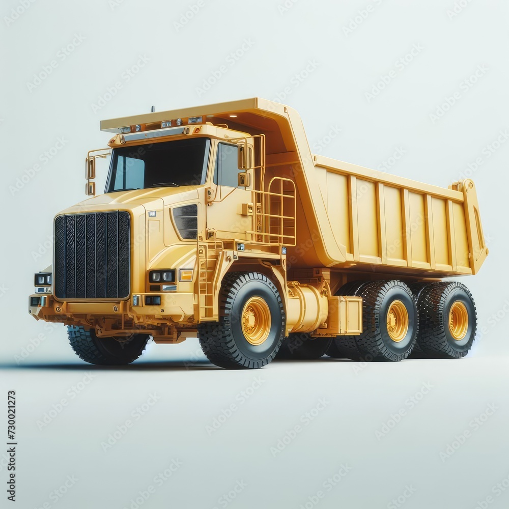 yellow truck on the road on white background
