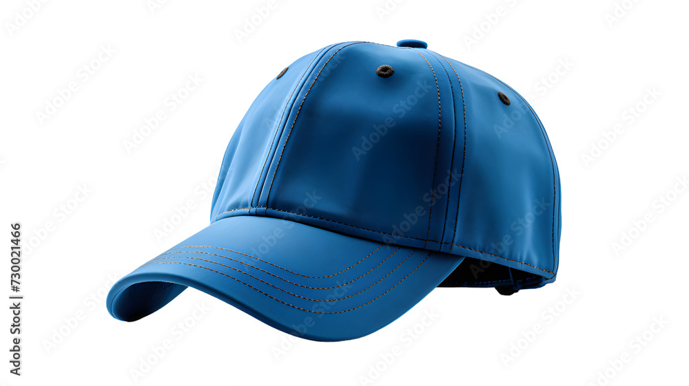 Fototapeta premium Blue baseball cap, blue cap, blue sports cap, isolated, transparent PNG Background