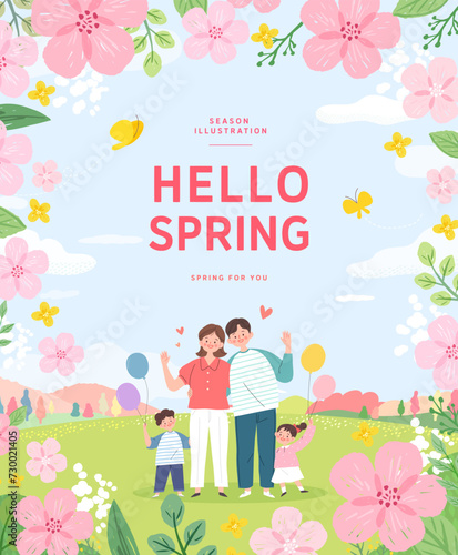 Spring template with beautiful flower. Vector illustration
