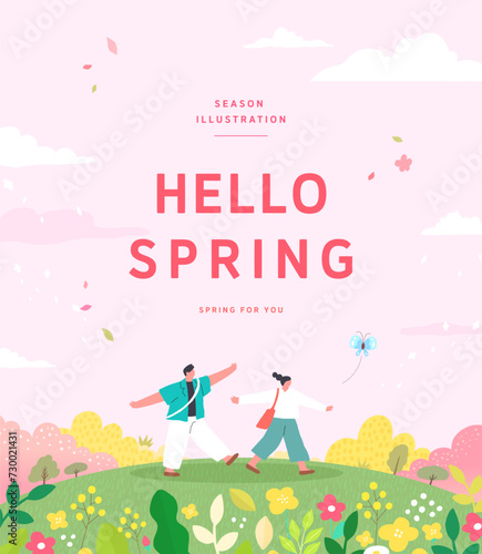 Spring template with beautiful flower. Vector illustration
