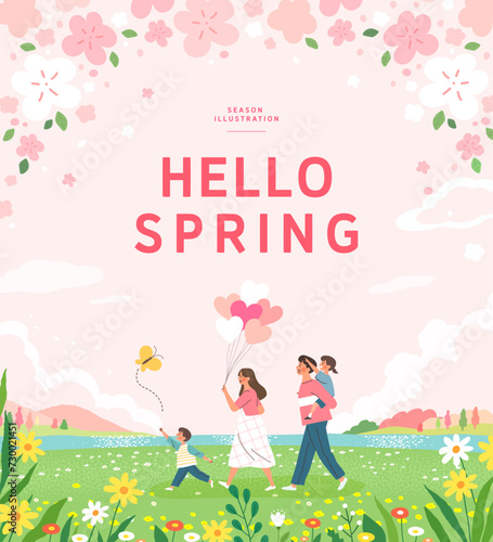 Spring template with beautiful flower. Vector illustration
