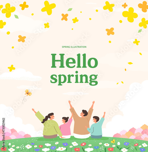 Spring template with beautiful flower. Vector illustration
