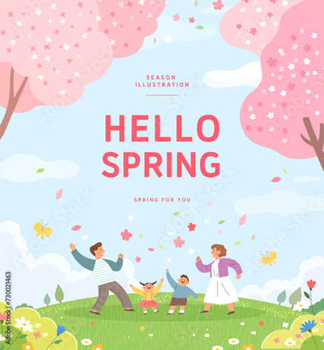 Spring template with beautiful flower. Vector illustration
 photo