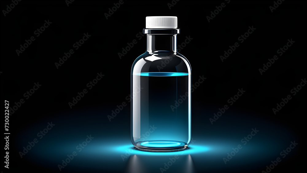 medicine bottle. isolated on a black background. with black copy space. medicine bottle. isolated on a black background. with black copy space.