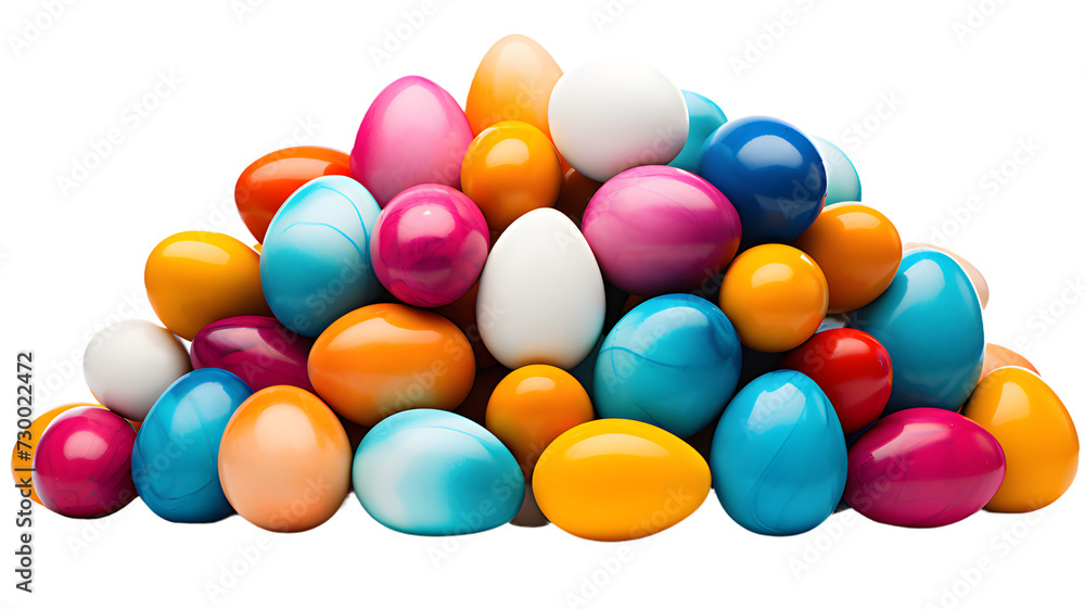 Colorful easter eggs isolated on transparent PNG background