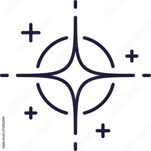 Minimal line star twinkles and sparkles. Vector star shine, sparks, glow and bright light, magic firework flash with shiny blinks and starburst with glossy rays. Modern line art decoration element