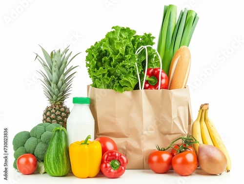 paper bag with products from the supermarket