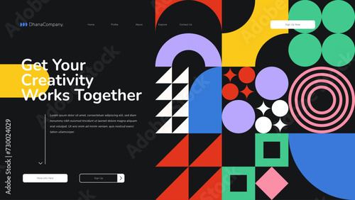 Flat Abstract Geometric Landing Page Web Design