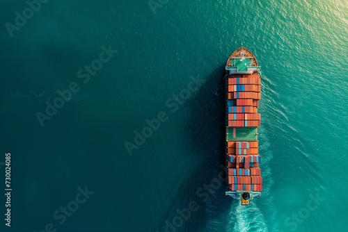 Aerial view container ship full load container for logistics
