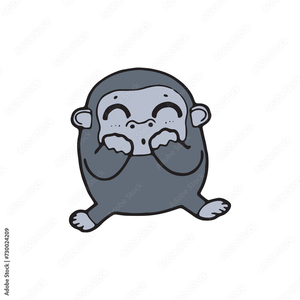 Fototapeta premium cartoon gorilla comic monkey doodle vector illustration isolated on white background
