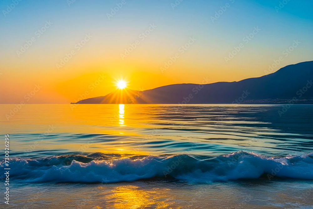 sunset on the sea and waves reaching the beach sunset on the sea and waves reaching the beach