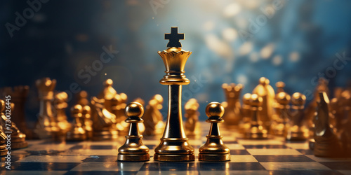 Clean and formal advertisement 3d mockup for cosmetic, Chess figure in competition success play background strategy management or leadership concept