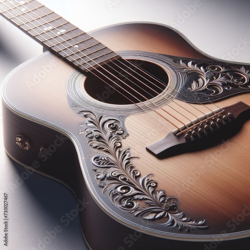 acoustic guitar on white background 