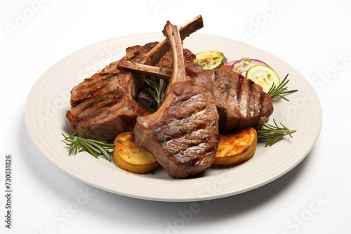 Organic grilled lamb chops with vegetables