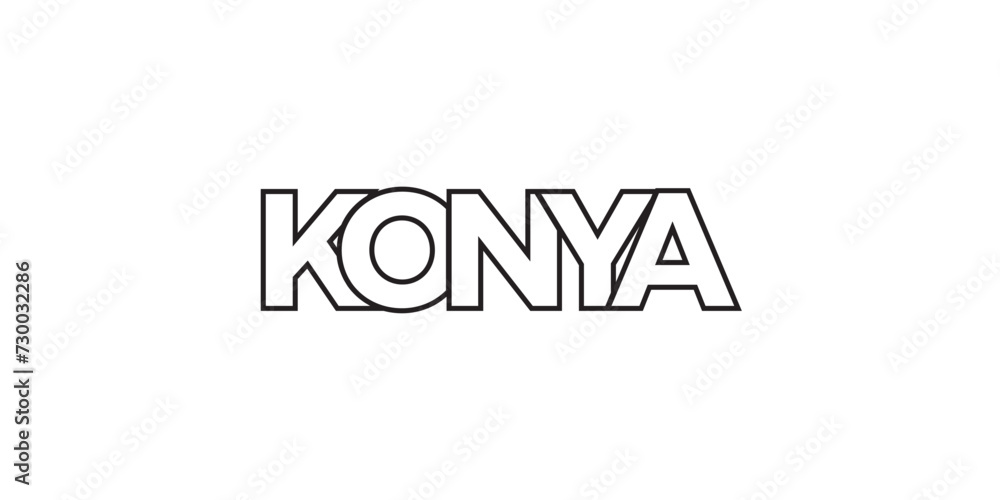 Konya in the Turkey emblem. The design features a geometric style, vector illustration with bold typography in a modern font. The graphic slogan lettering. Konya in the Turkey emblem. The design features a geometric style, vector illustration with bold typography in a modern font. The graphic slogan lettering.