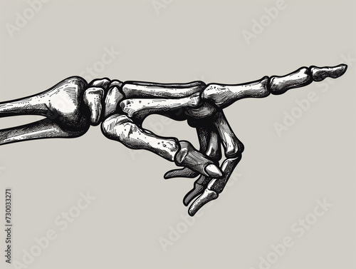 Skeleton hand. Vector illustration in sketch style. Hand drawn.