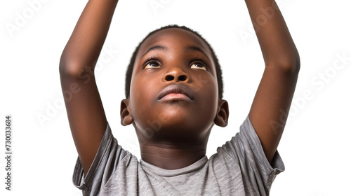 Morning Stretch Young Nigerian Boy on Transparent Background, PNG, Generative Ai photo