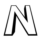 Logo letter n tall slender font letter n perspective height