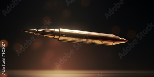 Bullet isolated on dark background the concept of war combat clash cartridges for a rifle, Close up of rifle and carbine cartridges on a black background with reflection, 