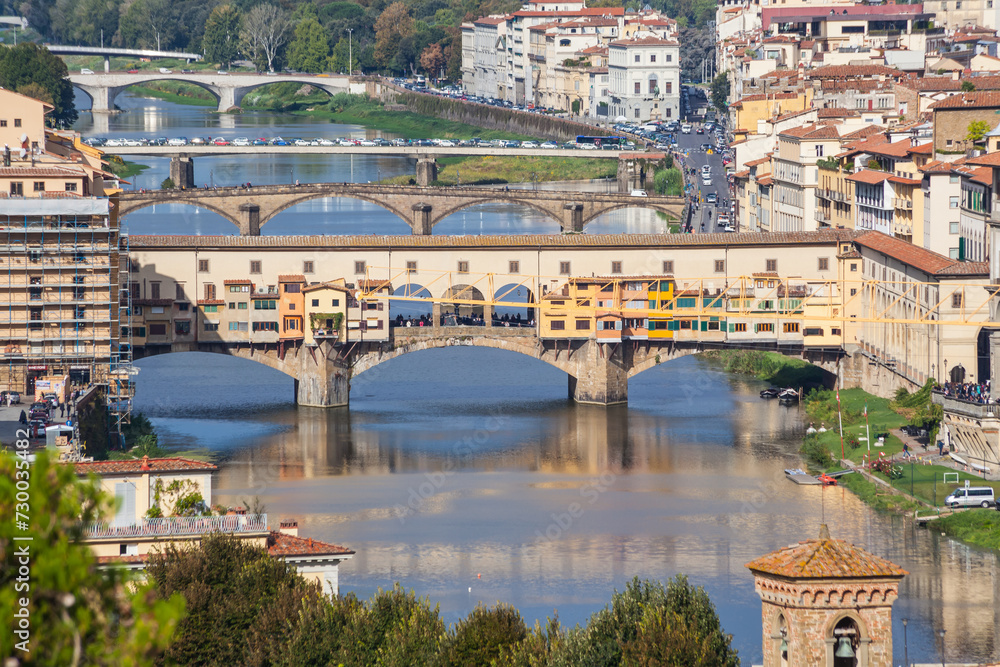 View of Ponte Vecchio and bridges Firenze - Italy
