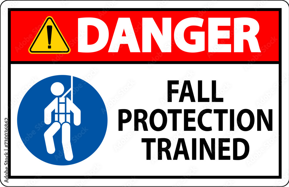 Hard Hat Decals, Danger Fall Protection Trained Hard Hat Decals, Danger Fall Protection Trained