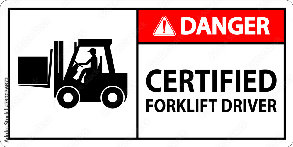 Hard Hat Labels, Danger Certified Forklift Driver Hard Hat Labels, Danger Certified Forklift Driver