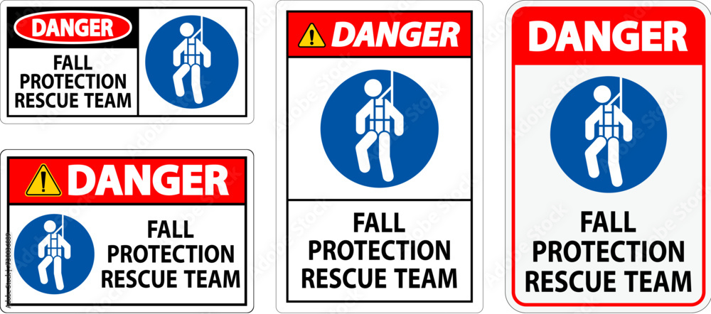 Hard Hat Decals, Danger Fall Protection Rescue Team Hard Hat Decals, Danger Fall Protection Rescue Team