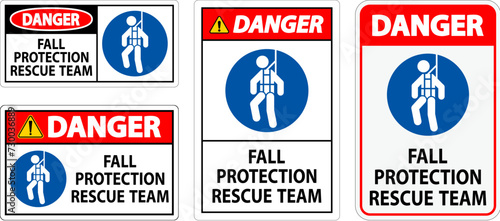Hard Hat Decals, Danger Fall Protection Rescue Team