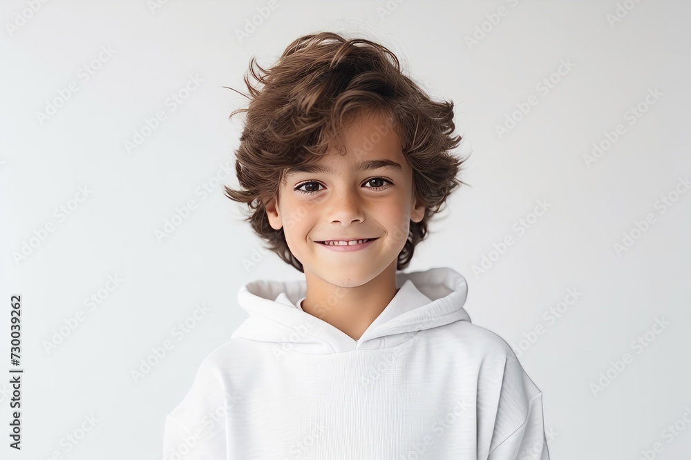 Portrait of a cute little boy in a white sweatshirt. Portrait of a cute little boy in a white sweatshirt.
